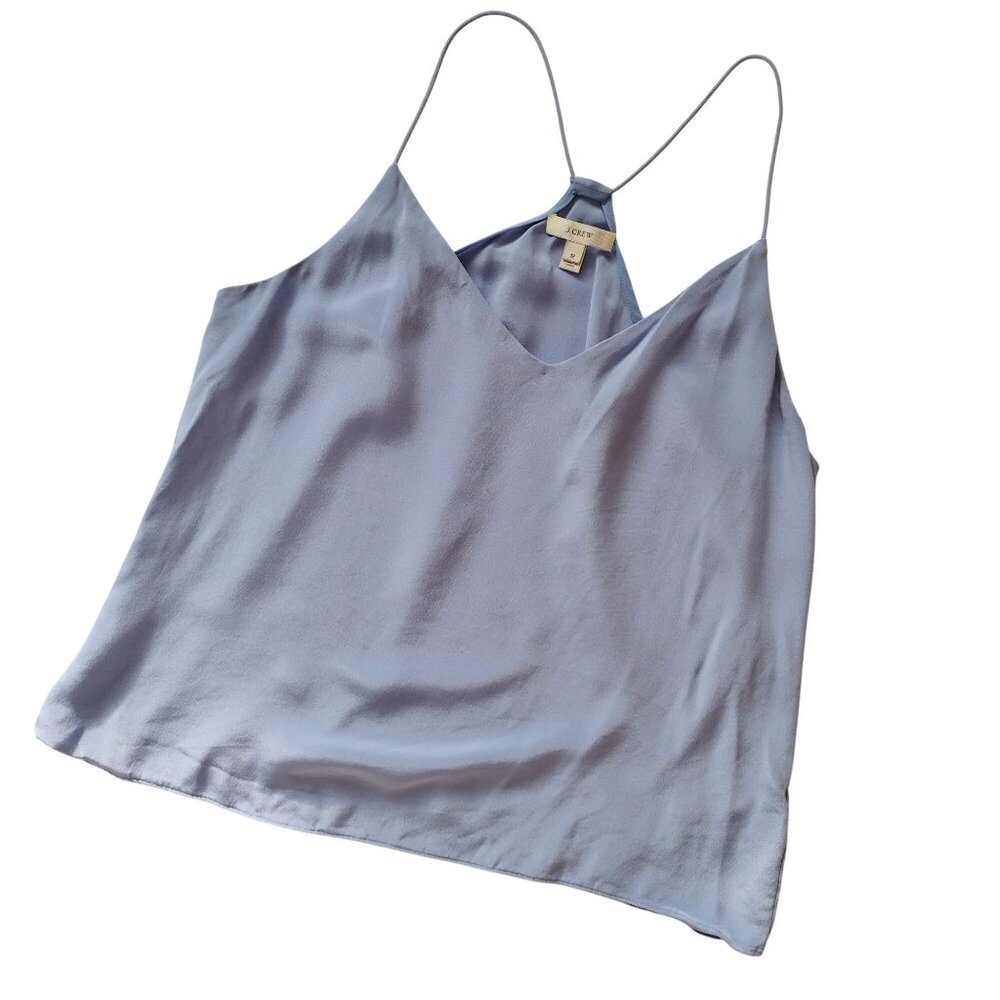 J Crew Womens Silk Tank Top 12 Sky Blue Racerback Relaxed Fit Cami - Picture 8 of 8
